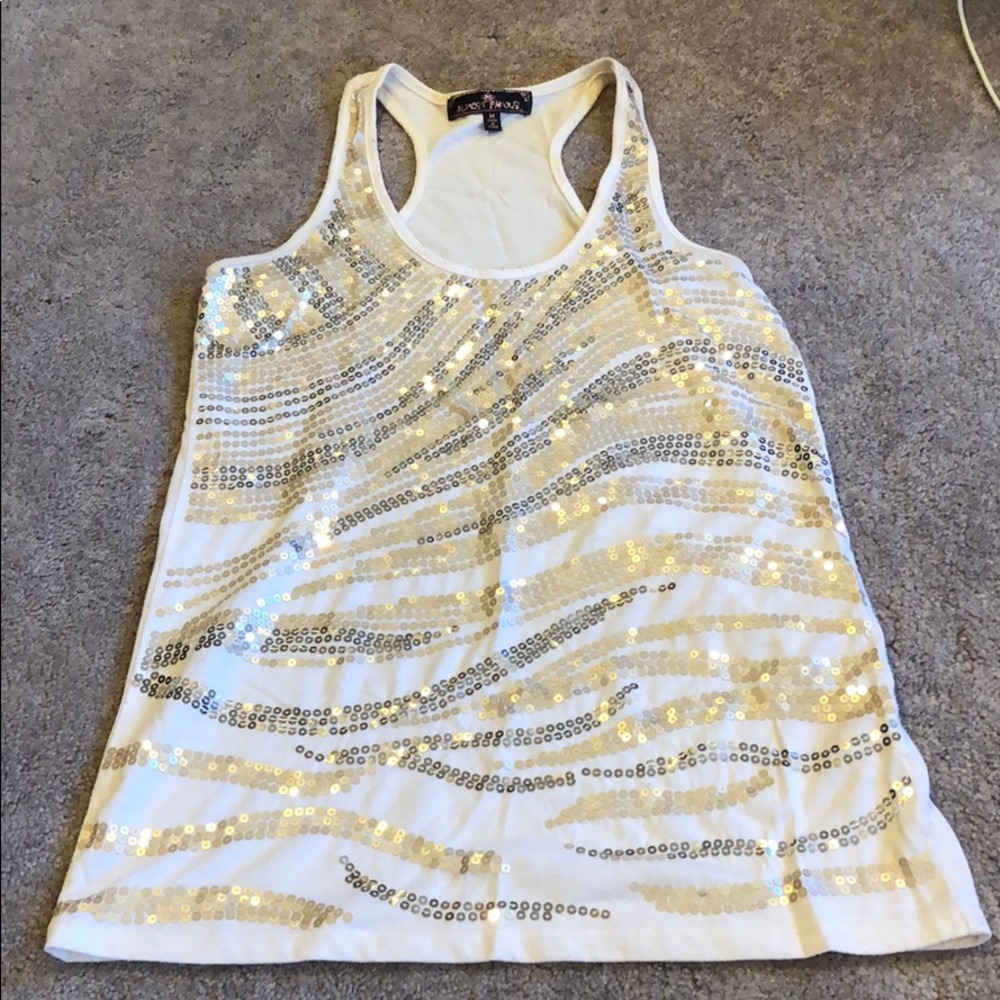 Gold sequin tank